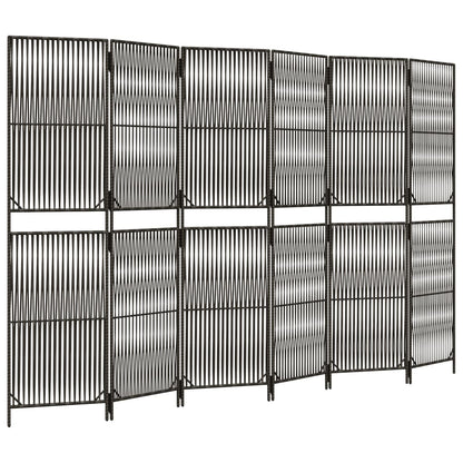Room Divider 6 Panels Gray Poly Rattan