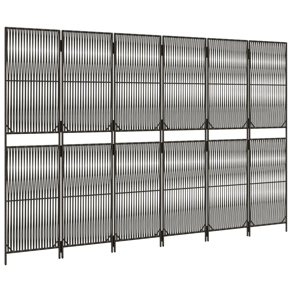 Room Divider 6 Panels Gray Poly Rattan