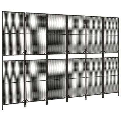 Room Divider 6 Panels Gray Poly Rattan