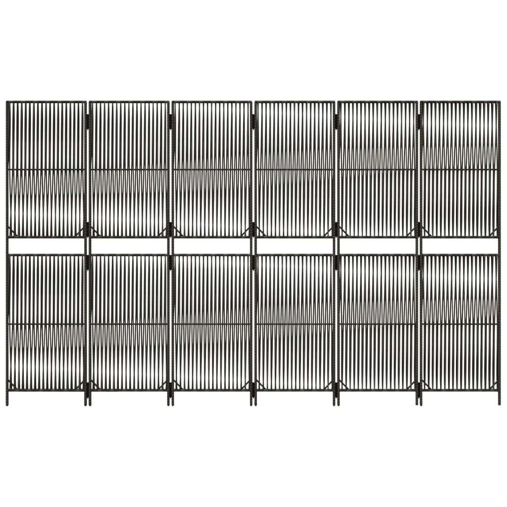 Room Divider 6 Panels Gray Poly Rattan