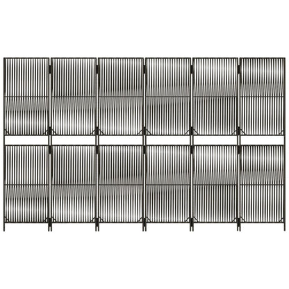 Room Divider 6 Panels Gray Poly Rattan