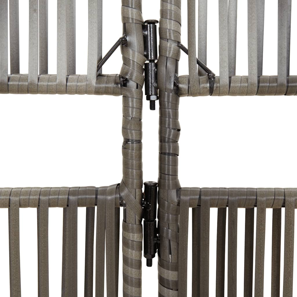 Room Divider 6 Panels Gray Poly Rattan