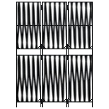 Room Divider 3 Panels Black Poly Rattan