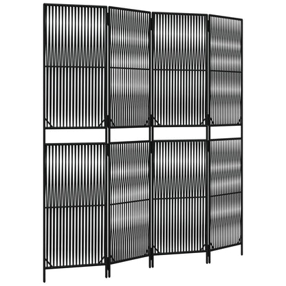Room Divider 4 Panels Black Poly Rattan