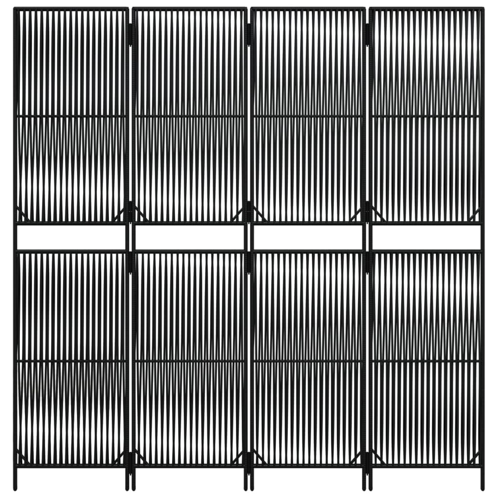 Room Divider 4 Panels Black Poly Rattan