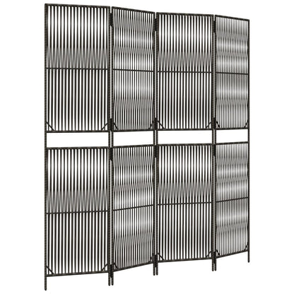 Room Divider 4 Panels Gray Poly Rattan