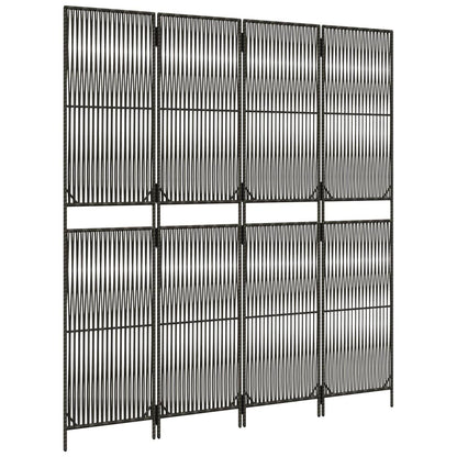 Room Divider 4 Panels Gray Poly Rattan