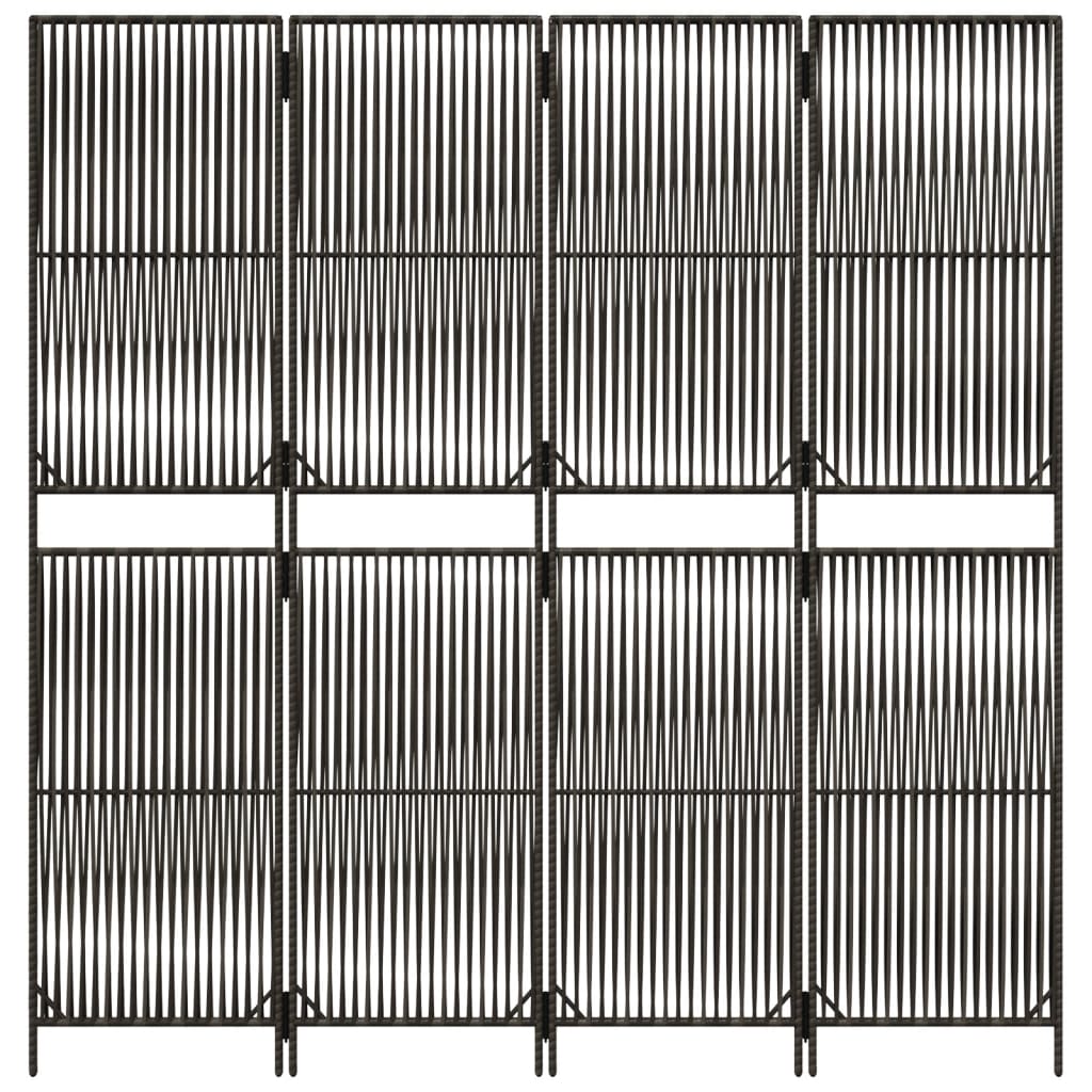 Room Divider 4 Panels Gray Poly Rattan
