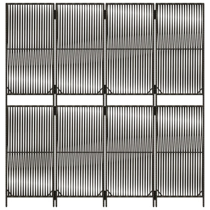 Room Divider 4 Panels Gray Poly Rattan