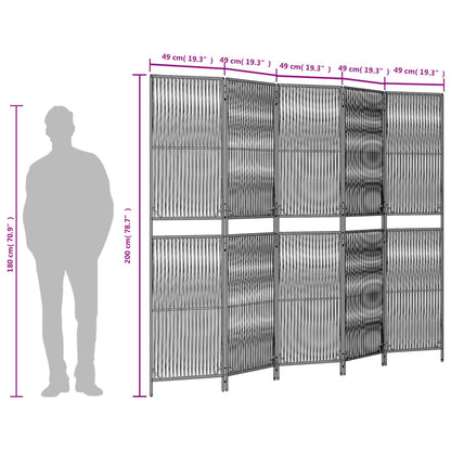 vidaXL Room Divider 5 Panels Black Poly Rattan