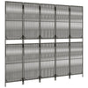 Room Divider 5 Panels Grey Poly Rattan