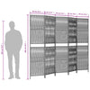 Room Divider 5 Panels Grey Poly Rattan