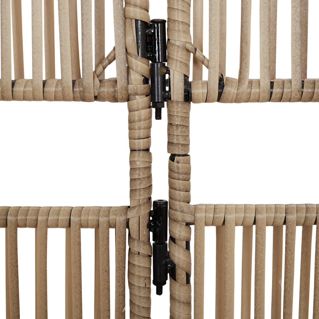 Room Divider 5 Panels Beige Poly Rattan