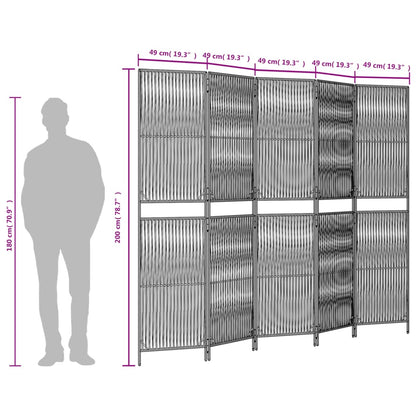 Room Divider 5 Panels Beige Poly Rattan
