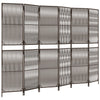 Room Divider 6 Panels Brown Poly Rattan