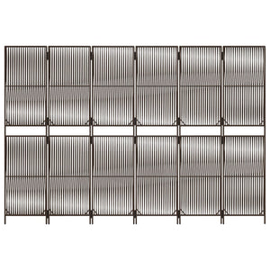 Room Divider 6 Panels Brown Poly Rattan