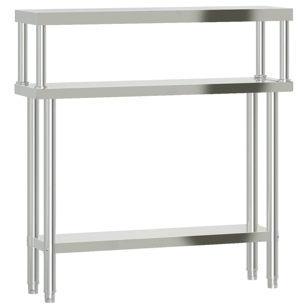 Kitchen Work Table with Overshelf 110x30x120 cm Stainless Steel