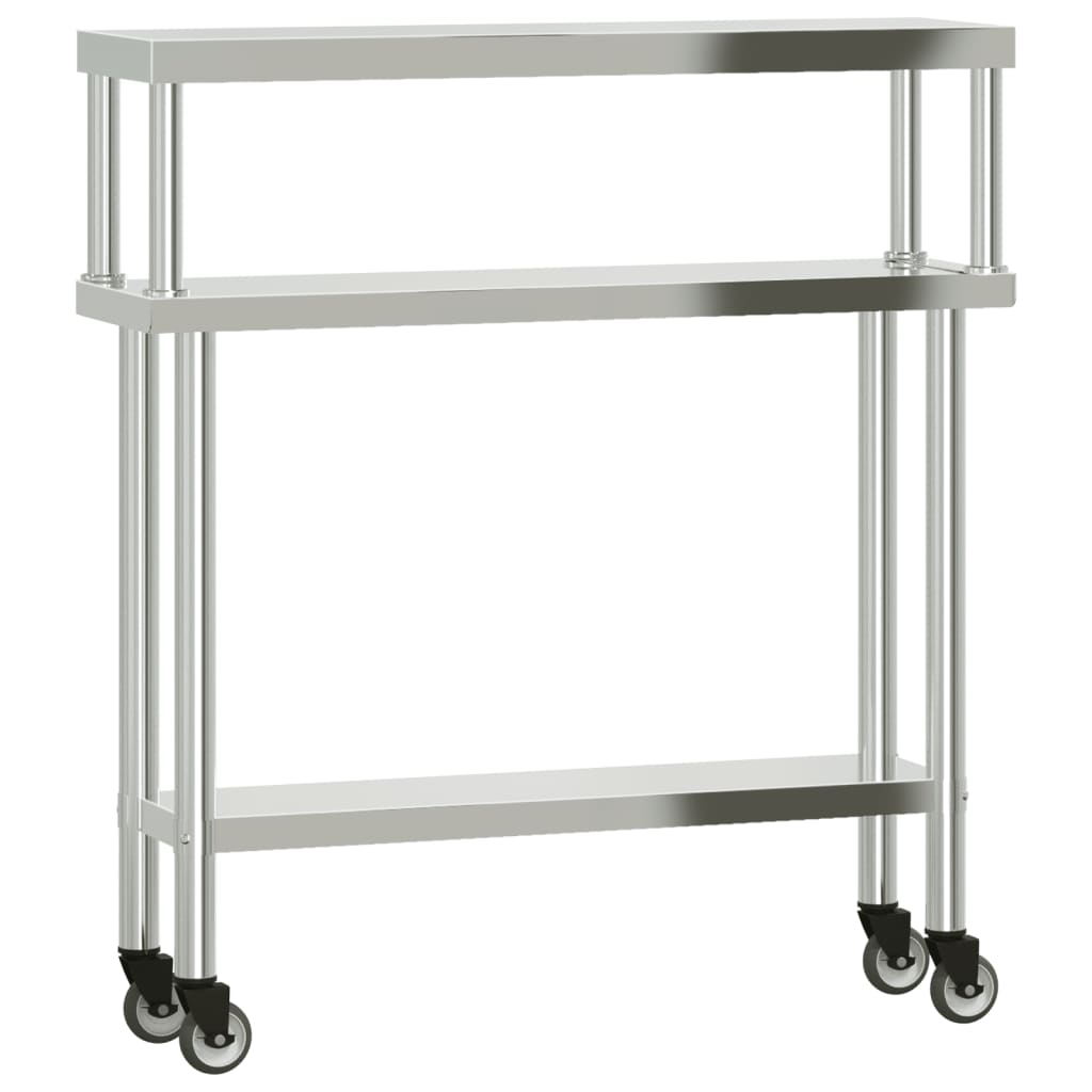 Kitchen Work Table with Overshelf 110x30x120 cm Stainless Steel