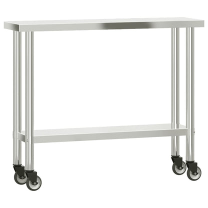 Kitchen Work Table with Overshelf 110x30x120 cm Stainless Steel