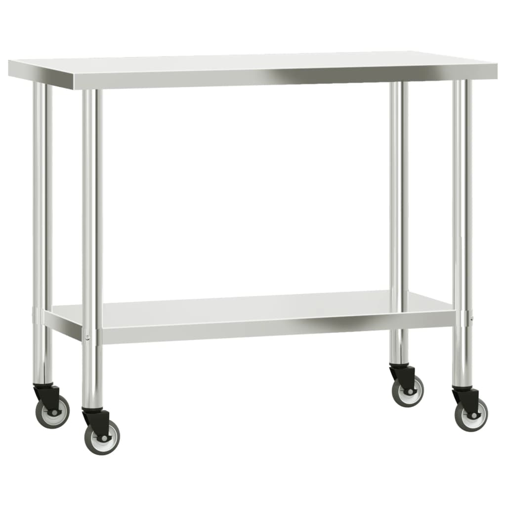 Kitchen Work Table with Overshelf 110x55x120 cm Stainless Steel