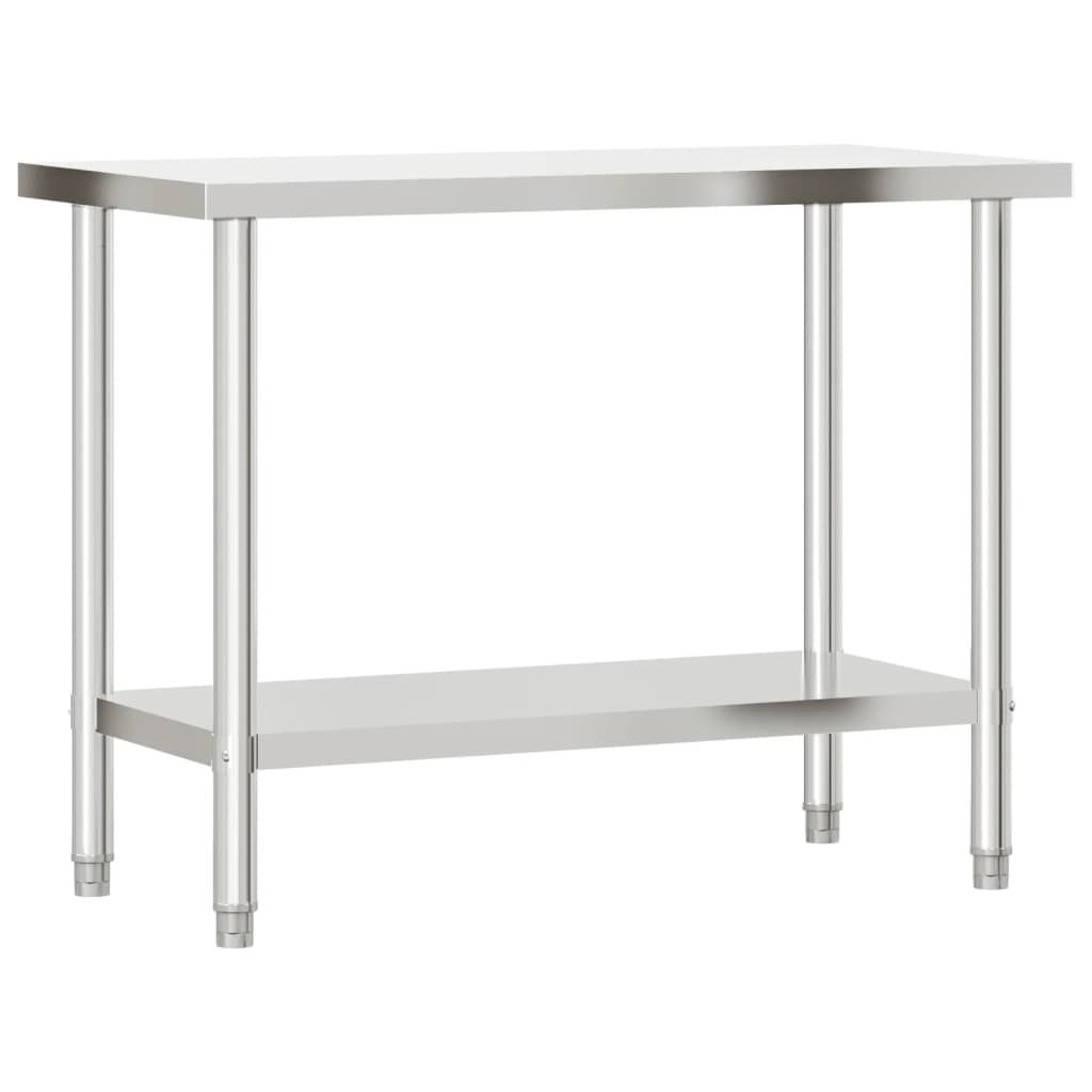 Kitchen Work Table with Overshelf 110x55x120 cm Stainless Steel