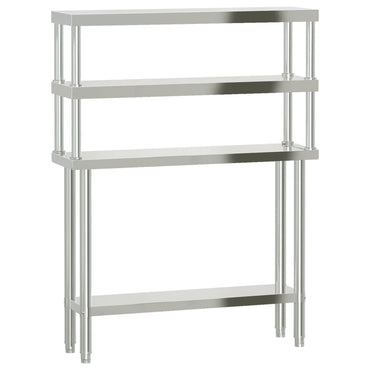 Kitchen Work Table with Overshelf 110x30x150 cm Stainless Steel