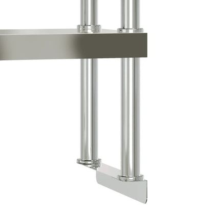 Kitchen Work Table with Overshelf 110x30x150 cm Stainless Steel