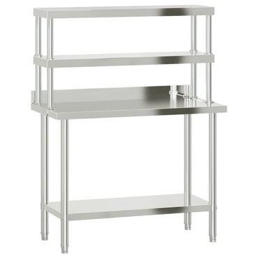 Kitchen Work Table with Overshelf 110x55x150 cm Stainless Steel