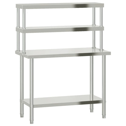 Kitchen Work Table with Overshelf 110x55x150 cm Stainless Steel