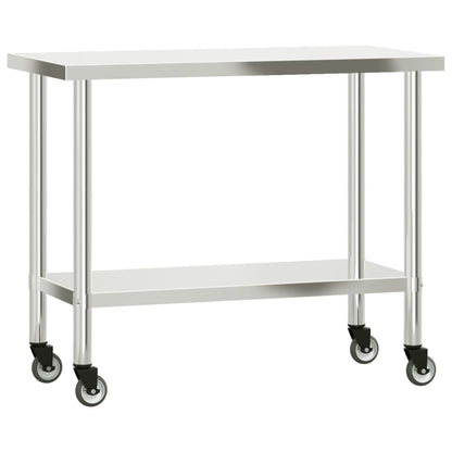 Kitchen Work Table with Overshelf 110x55x150 cm Stainless Steel