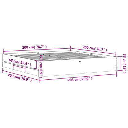 Bed Frame with Drawers without Mattress White 200x200 cm