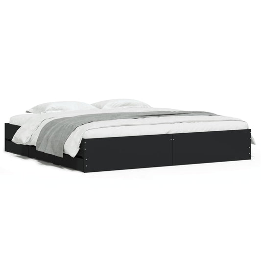 Bed Frame with Drawers without Mattress Black 200x200 cm