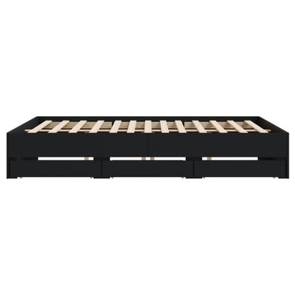Bed Frame with Drawers without Mattress Black 200x200 cm