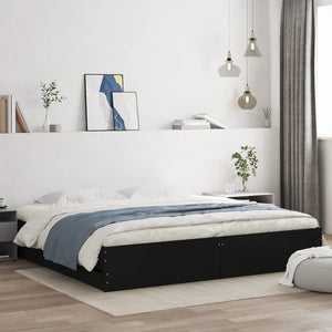 Bed Frame with Drawers Black 200x200 cm Engineered Wood