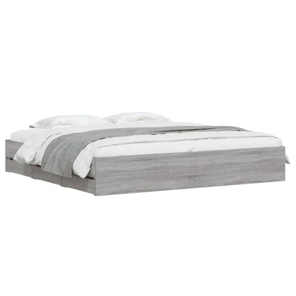 Bed Frame with Drawers without Mattress Grey Sonoma 200x200 cm