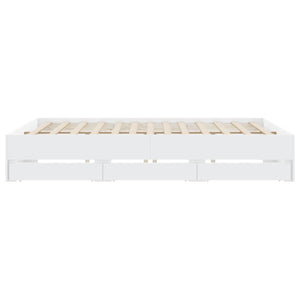 Bed Frame with Drawers without Mattress White 180x200 cm Super King