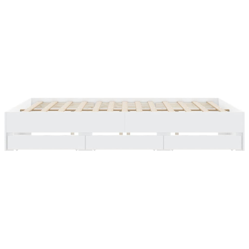 Bed Frame with Drawers without Mattress White 180x200 cm Super King