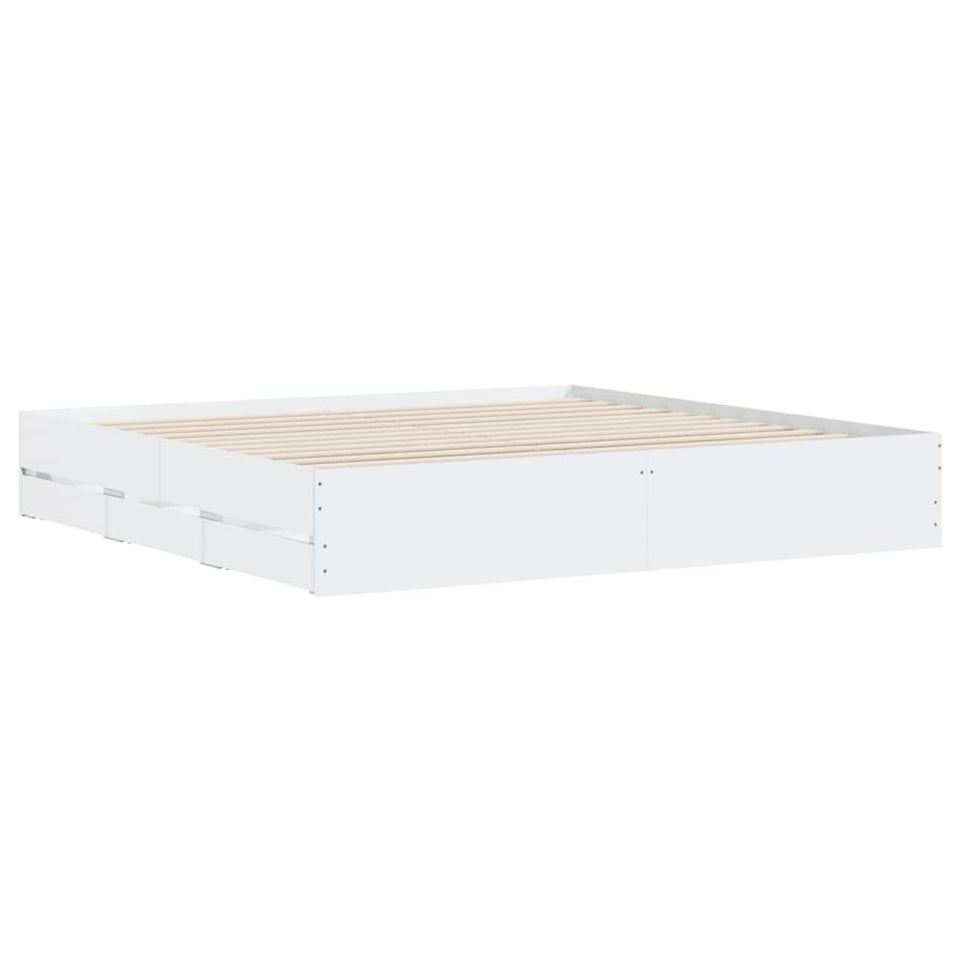 Bed Frame with Drawers without Mattress White 180x200 cm Super King