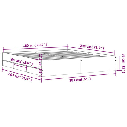Bed Frame with Drawers without Mattress Black 180x200 cm Super King