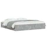 Bed Frame with Drawers without Mattress Concrete Grey 180x200 cm Super King