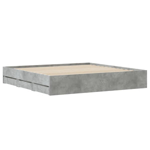 Bed Frame with Drawers without Mattress Concrete Grey 180x200 cm Super King