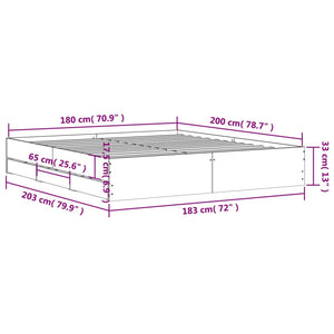 Bed Frame with Drawers without Mattress Concrete Grey 180x200 cm Super King