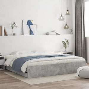 Bed Frame with Drawers without Mattress Concrete Grey 180x200 cm Super King