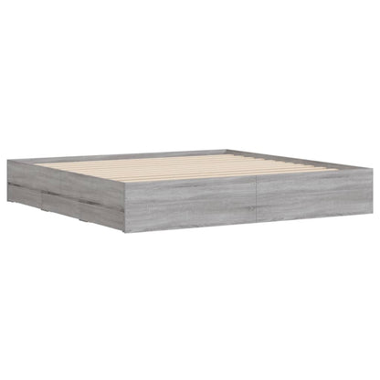Bed Frame with Drawers without Mattress Grey Sonoma 180x200 cm Super King