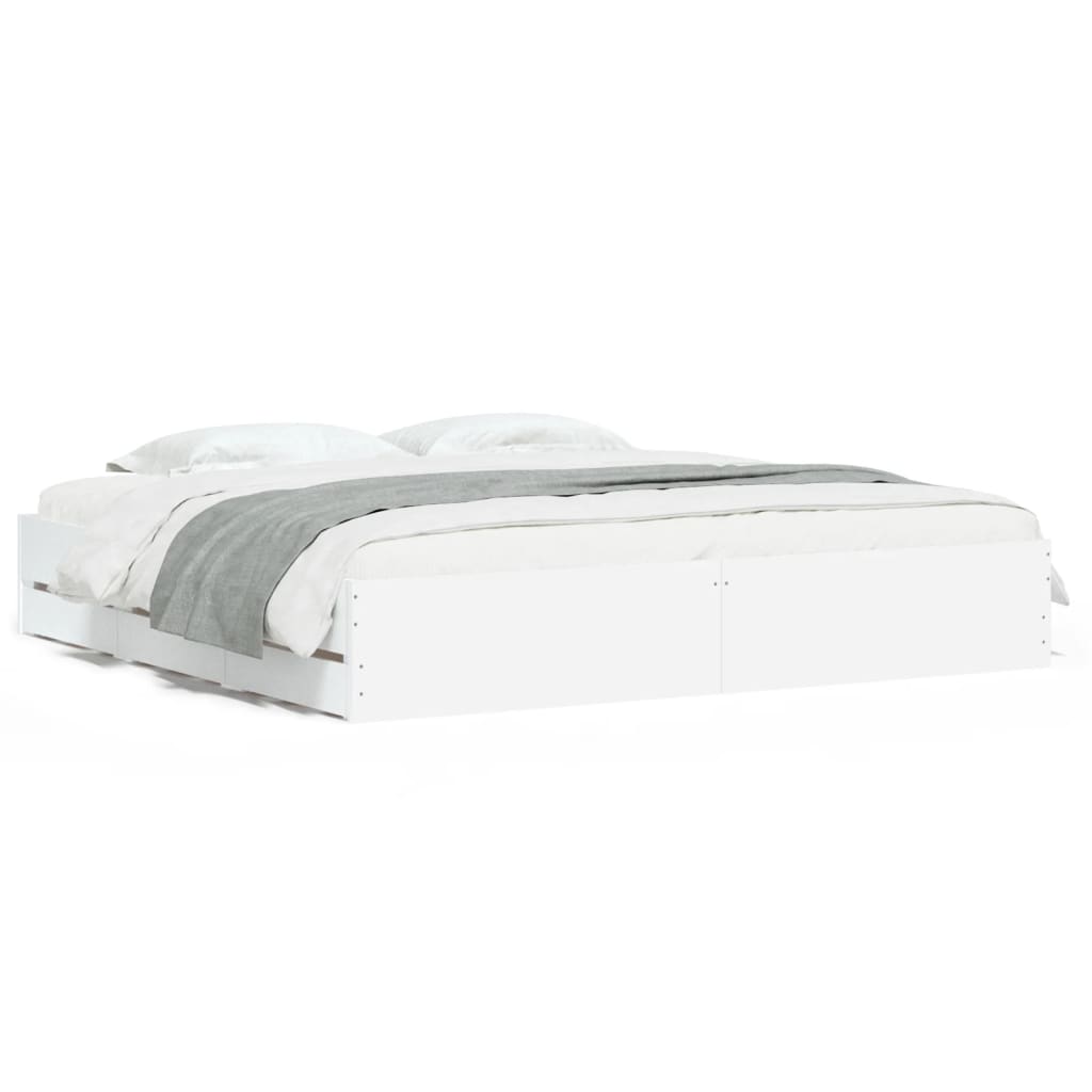 Bed Frame with Drawers without Mattress White 160x200 cm