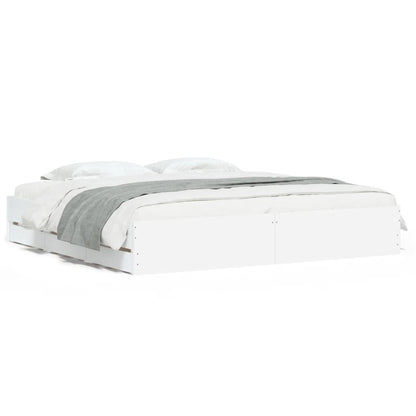 Bed Frame with Drawers without Mattress White 160x200 cm