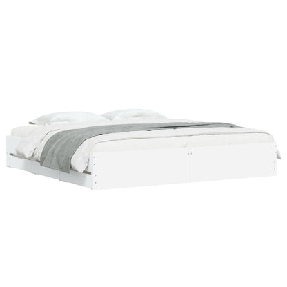 Bed Frame with Drawers without Mattress White 160x200 cm