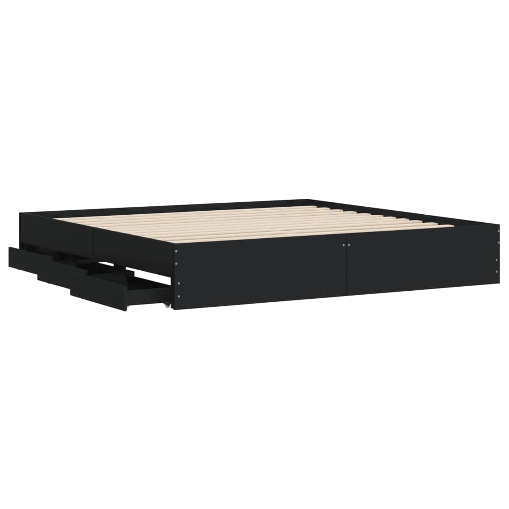 Bed Frame with Drawers without Mattress Black 160x200 cm