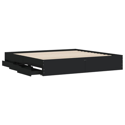 Bed Frame with Drawers without Mattress Black 160x200 cm