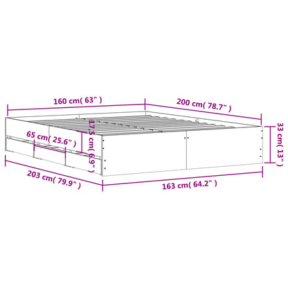 Bed Frame with Drawers without Mattress Black 160x200 cm